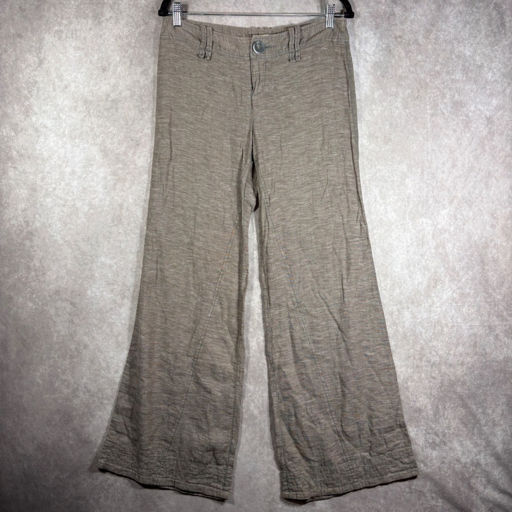Free People Pants Womens 4 Brown Wide Leg Boho Linen Blend Casual Work Office